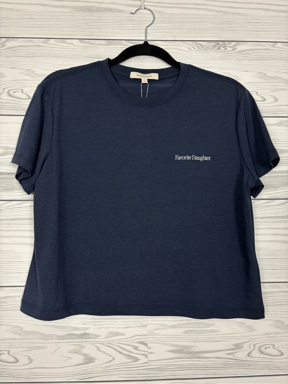 Favorite Daughter Navy blue short sleeve crop top size medium NWT